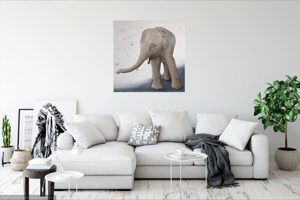 tableau bébé éléphant d'Asie éléphanteau