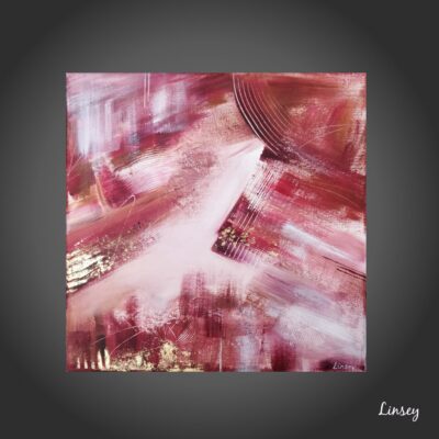 Tableau abstrait rouge et or Disjonction - Linsey